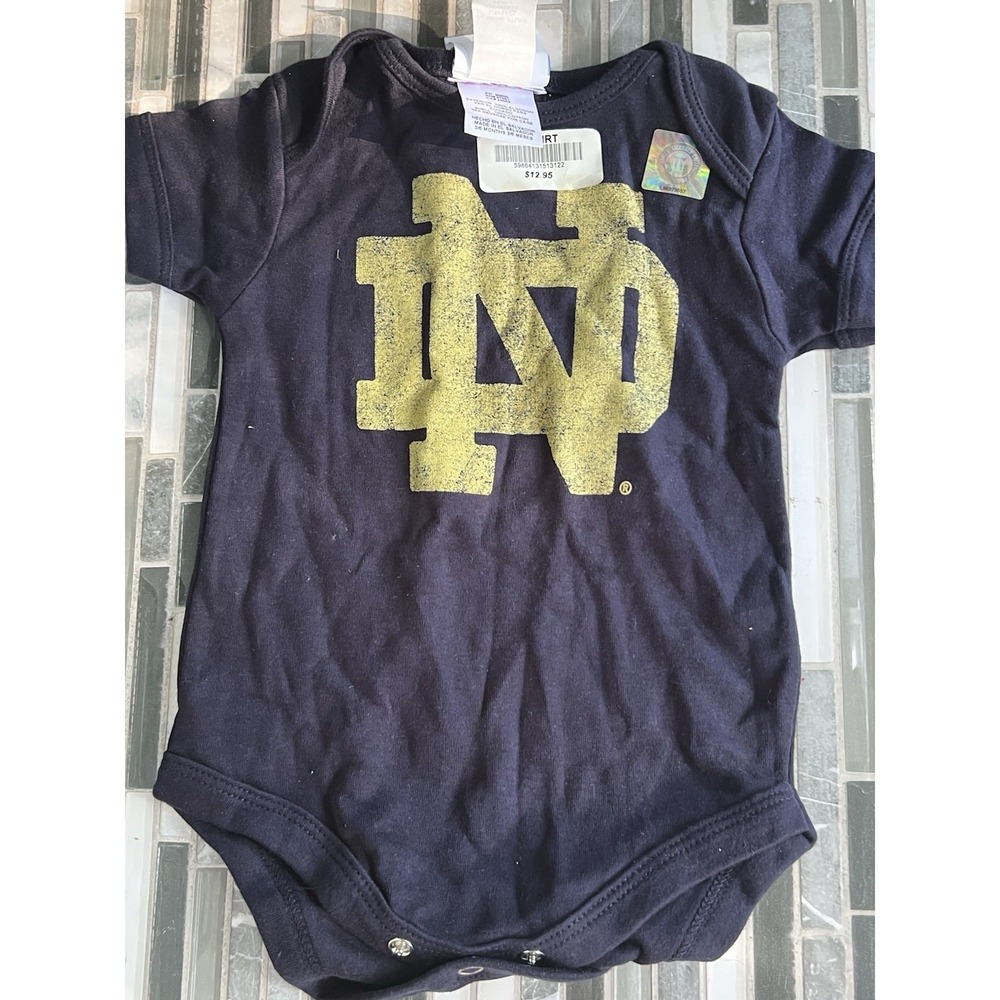 NWT NCAA Notre Dame University Baby Bodysuit 3/6 Months Navy